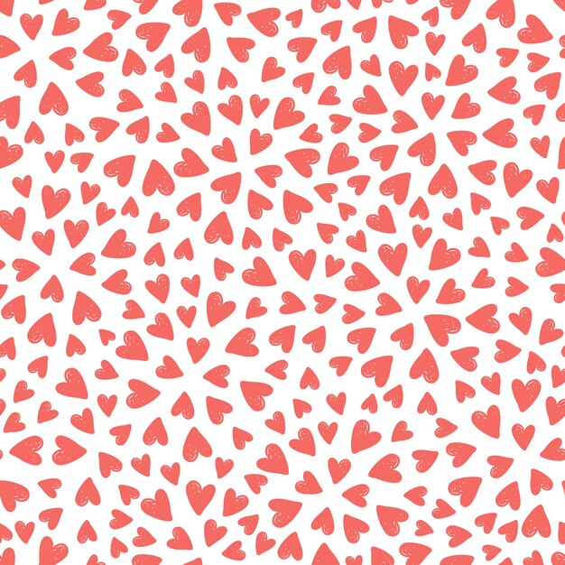 Corazones de color rosa coral de patrones sin fisuras. ilustración vectorial