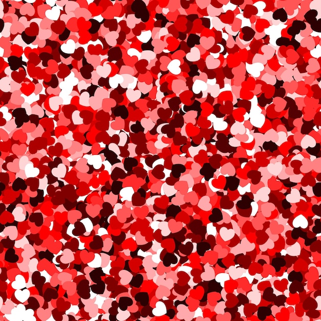 Corazones de confeti rojo de textura sin costuras