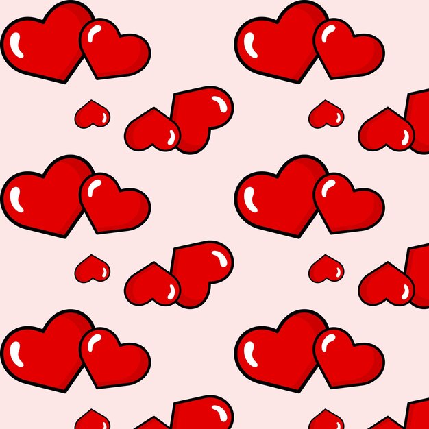 Los corazones del día de San Valentín aman el fondo rojo con un patrón sin costuras