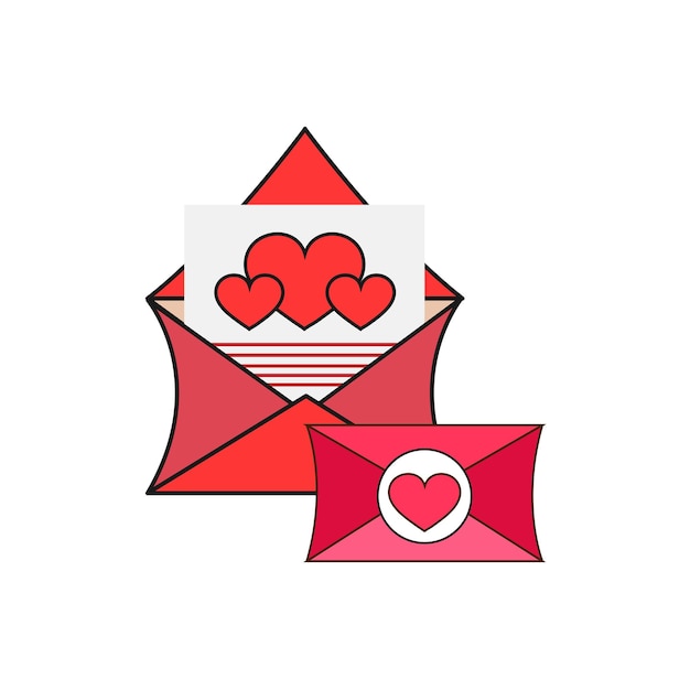 Corazones para el día de San Valentín con sobre