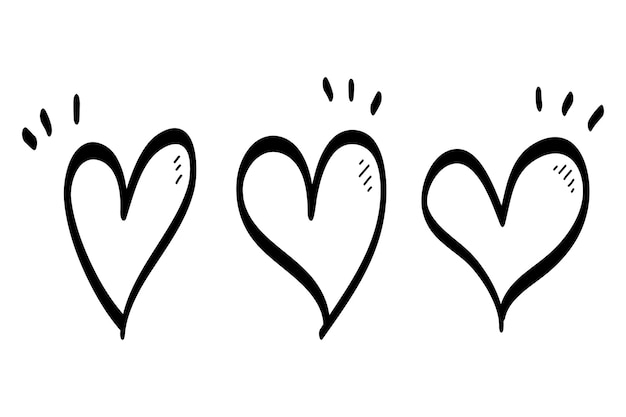 Corazones dibujados a mano corazones de amor Ilustración vectorial