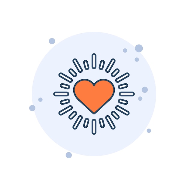 Corazones de dibujos animados con ilustración vectorial de icono de brillo Explosión de amor en el fondo de burbujas Concepto de signo de luz solar del corazón