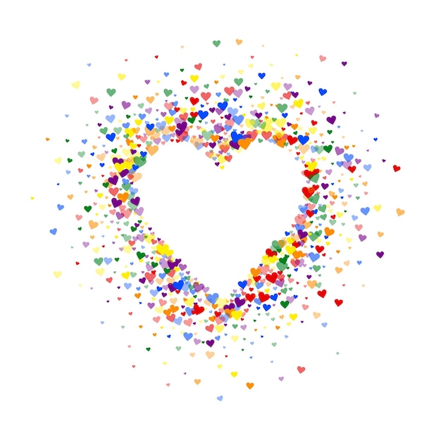 Los corazones esparcidos de color arco iris son el día de San Valentín LGBT
