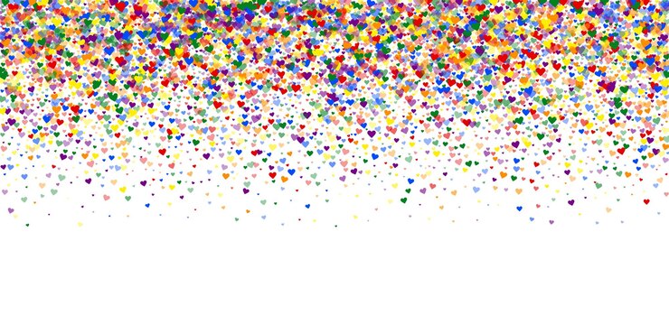 Vector los corazones esparcidos de color arco iris son el día de san valentín lgbt