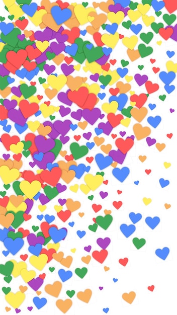 Los corazones esparcidos de color arco iris son el día de San Valentín LGBT