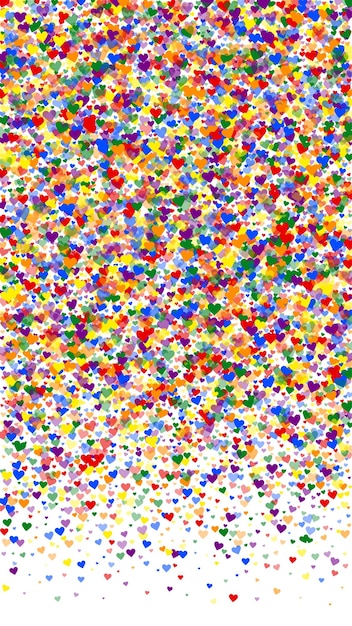 Los corazones esparcidos de color arco iris son el día de San Valentín LGBT