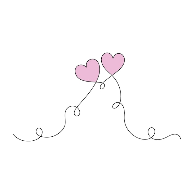 Corazones estéticos dibujo de arte de una línea continua concepto de día de san valentín corazón amor pareja contorno artístico aislado