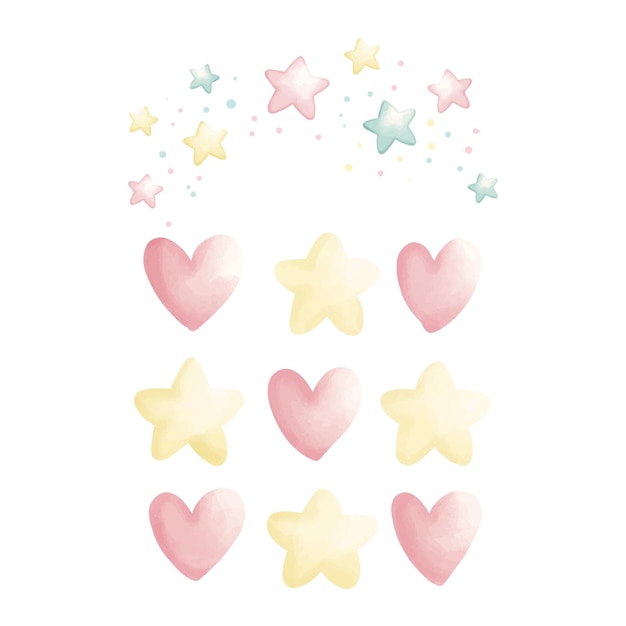 Corazones y estrellas pastel