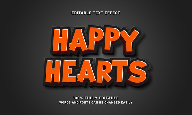 corazones felices efecto de texto editable con niños y tema feliz