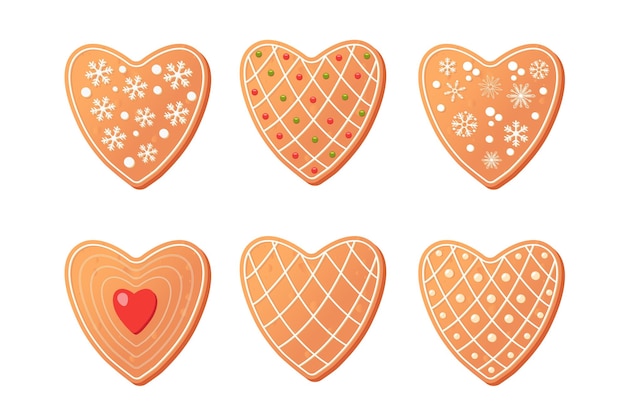 Vector corazones de galletas navideñas