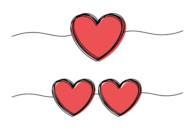 Los corazones garabateados de la bandera enredada