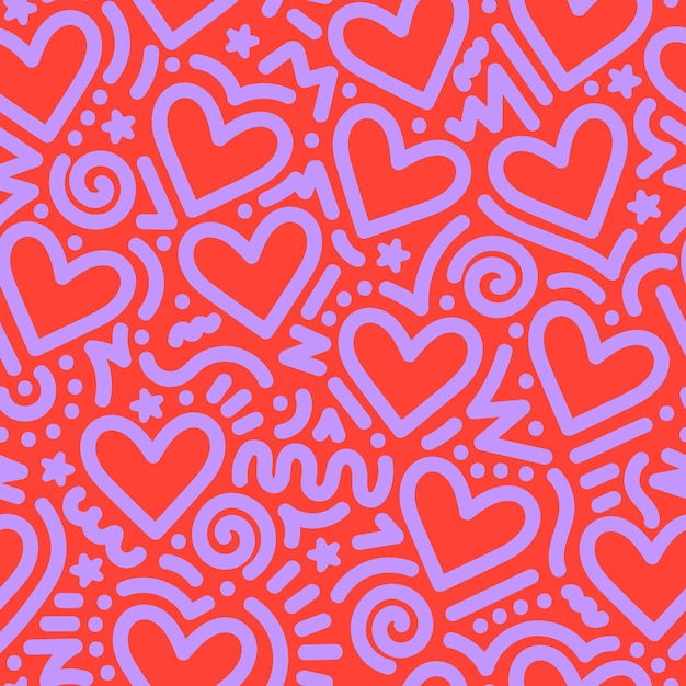 corazones y garabates patrón sin costuras diseños de valentines