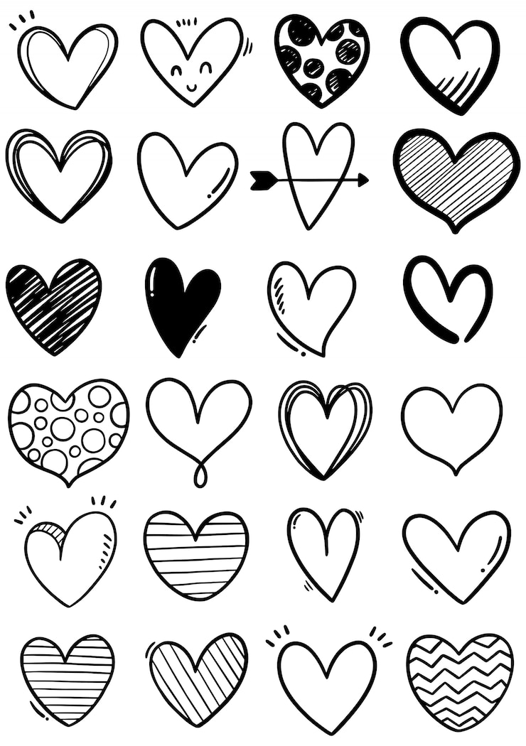 Vector corazones de garabatos dibujados a mano