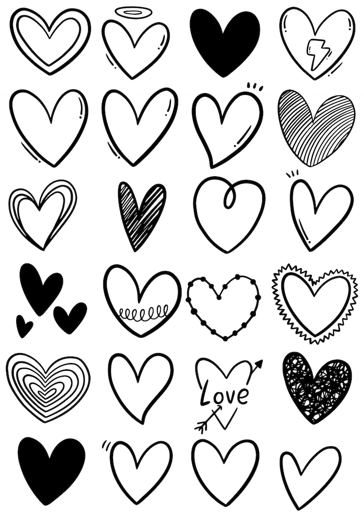 Vector corazones de garabatos dibujados a mano
