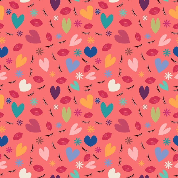 Corazones labios flores diferentes colores vector de la ilustración