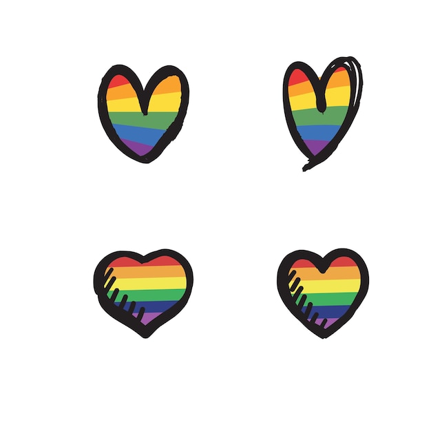 Corazones LGBT con colores del arco iris orgullo de la diversidad