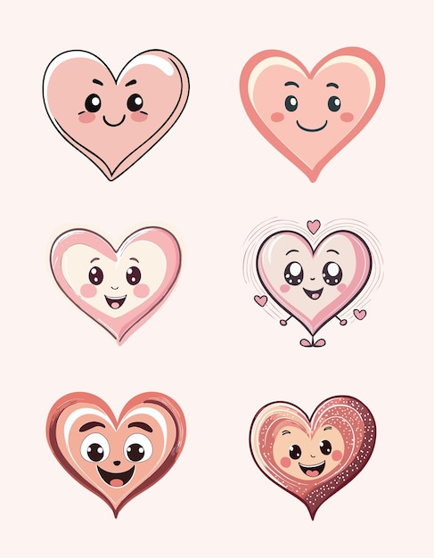 Vector corazones lindos de dibujos animados