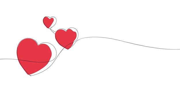 Corazones de línea continua