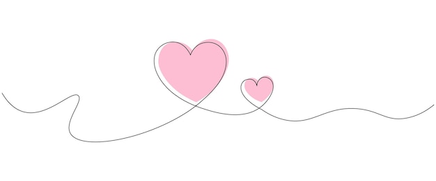 Corazones de línea Día de San Valentín boda decoración de cumpleaños ilustración vectorial
