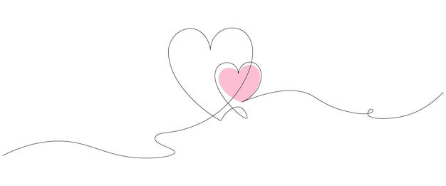 Corazones de línea Día de San Valentín bodas plantilla de cumpleaños decoración ilustración vectorial