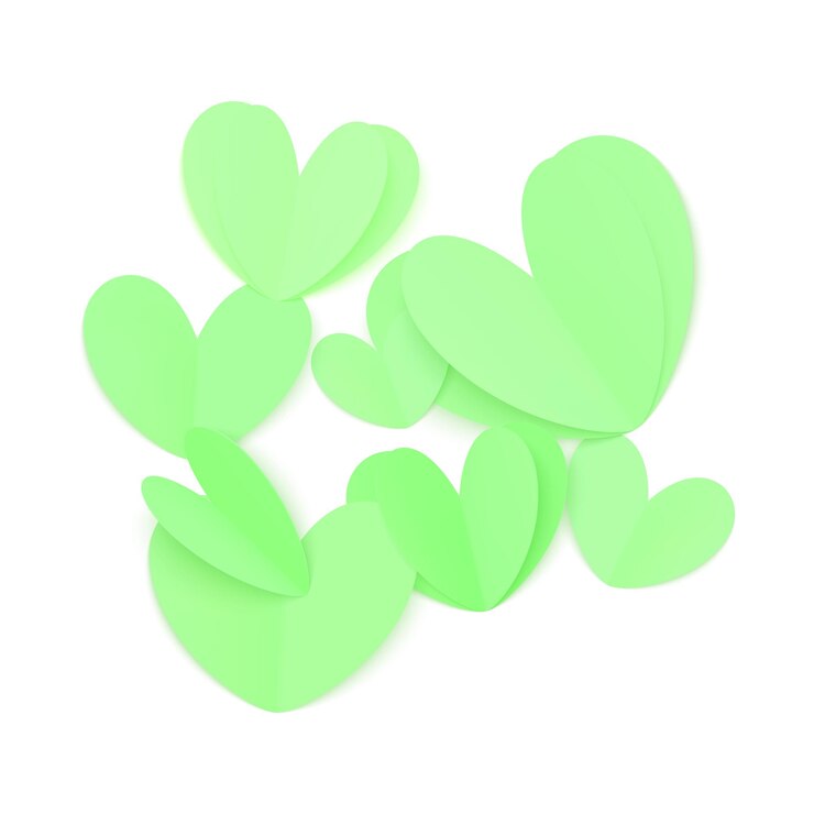Vector corazones de papel vectorial aislados sobre un fondo blanco