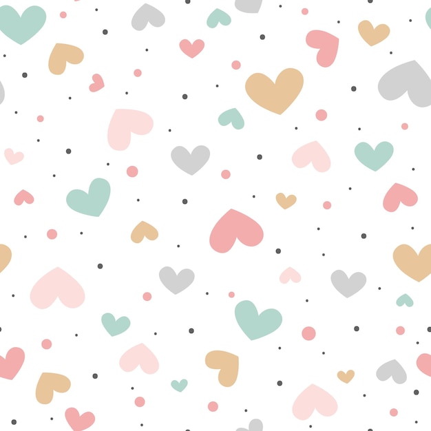 Corazones pastel lindos con un patrón sin costuras en fondo blanco Diseño lindo para el auto de felicitación del Día de San Valentín