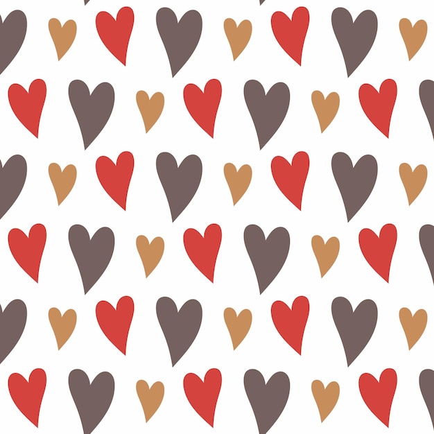 Corazones patrón sin costuras con corazones en estilo plano Impresión de papel tapiz de fondo