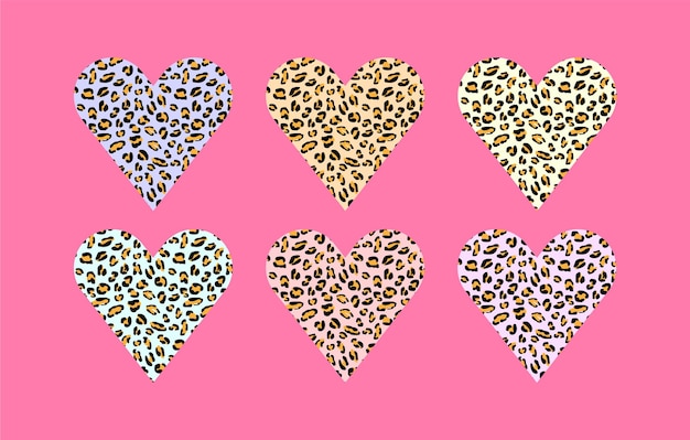 corazones con patrón de leopardo