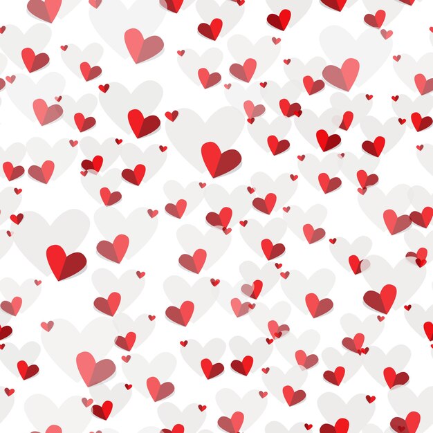 Corazones de patrones sin fisuras rojo gris sobre blanco