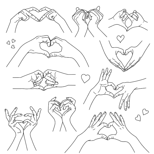 Corazones de poses de mano