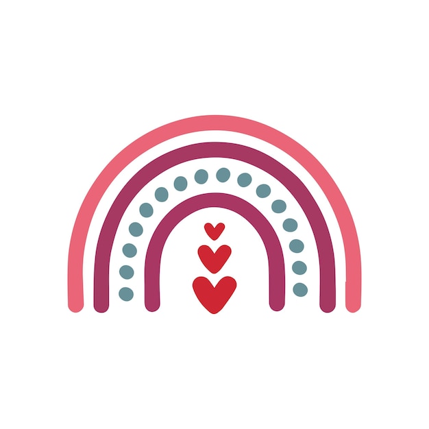 Corazones y puntos Arco iris Valentines Vector de diseño de camisetas arco iris