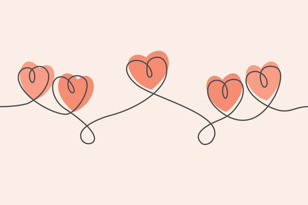 Corazones que dibujan una línea continua