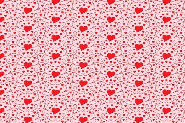 Corazones repitiendo fondo corazón Remolino de patrones sin fisuras Amor rojo textura romántica día de San Valentín