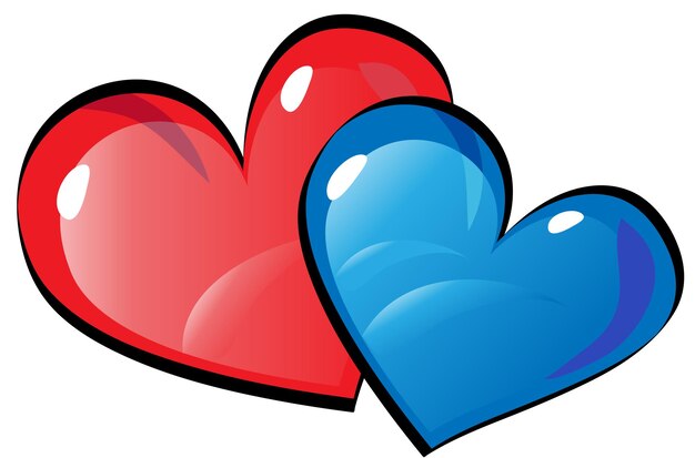 Corazones rojos y azules