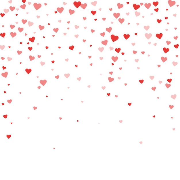 Corazones rojos esparcidos sobre fondo blanco.