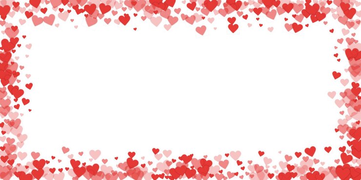 Vector corazones rojos esparcidos sobre un fondo blanco