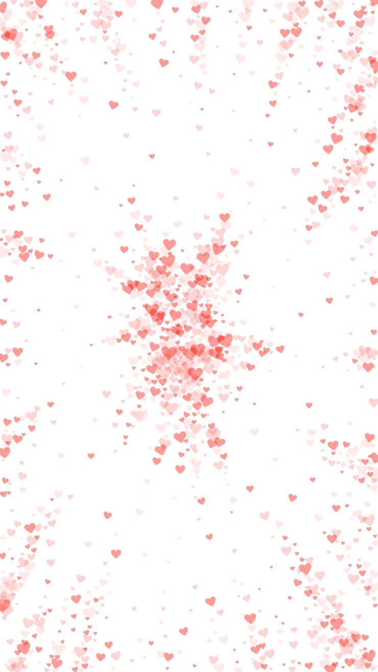 Vector corazones rojos esparcidos sobre un fondo blanco