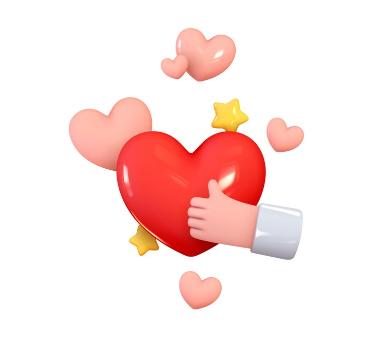 Vector corazones rojos y rosados, espectáculos manuales como signo, clase, estrellas amarillas. diseño 3d realista. los objetos caen y levitan. ilustración vectorial