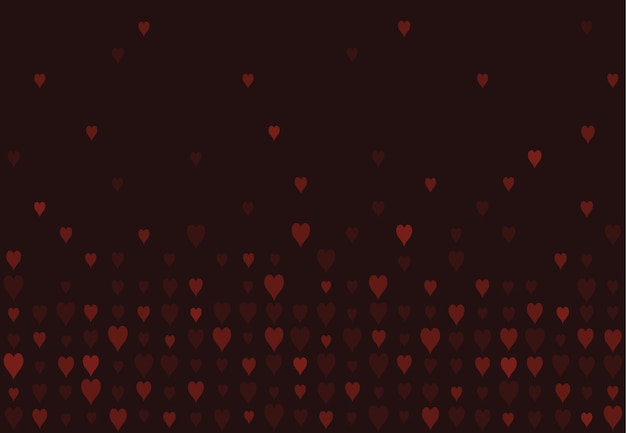 Vector corazones rojos sobre un fondo marrón