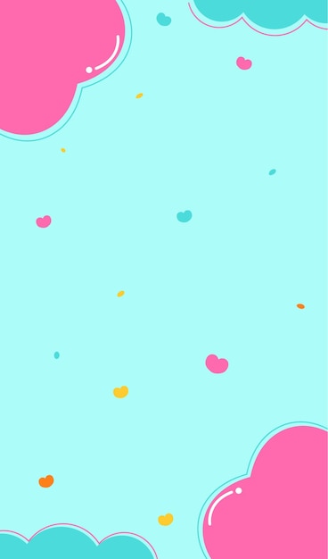 corazones rosados y amarillos sobre un fondo azul