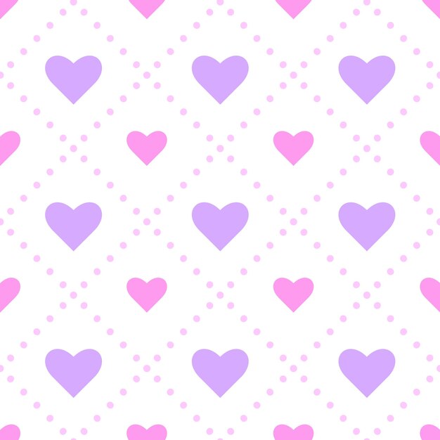 Corazones rosados con corazones púrpuras sobre un fondo blanco