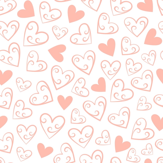 Corazones rosados sin costuras Ilustración vectorial del patrón