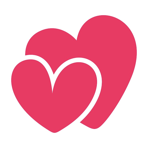 Corazones rosados emparejados aislados del fondo Corazones del Día de San Valentín Ilustración plana Símbolos de amor, romance y boda