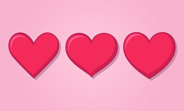 Corazones rosados realistas en forma con reflejos y sombras