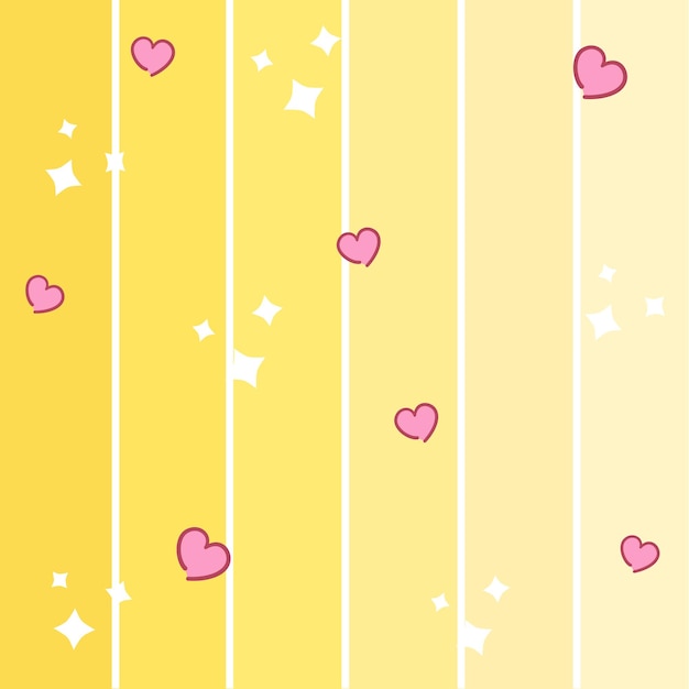 corazones rosados sobre fondo amarillo con una franja amarilla