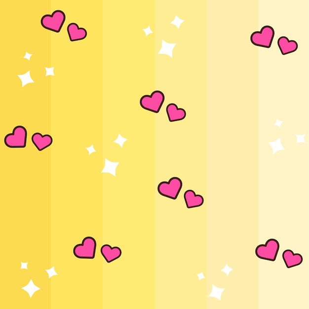 corazones rosados sobre un fondo amarillo