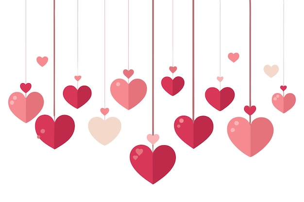 Corazones de San Valentín en fondo blanco