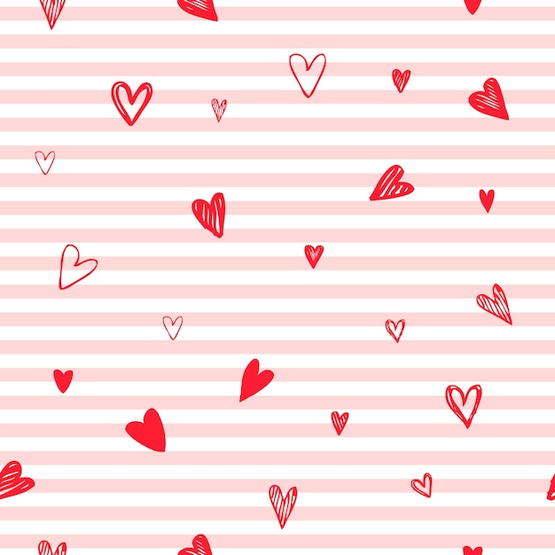 Corazones de San Valentín con patrón sin costuras y textura decorativa