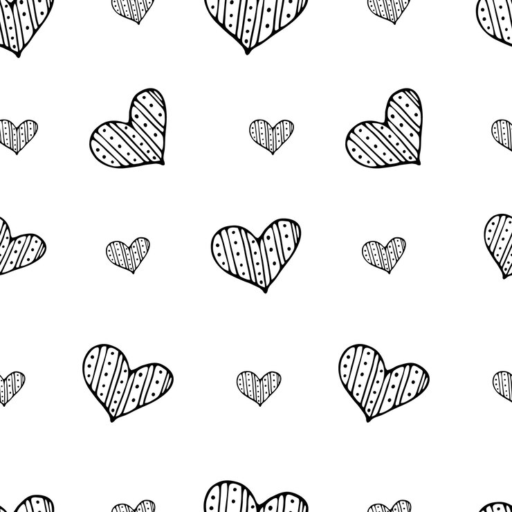Corazones de vector abstracto de patrones sin fisuras. Tema de amor de San Valentín, vector dibujado a mano