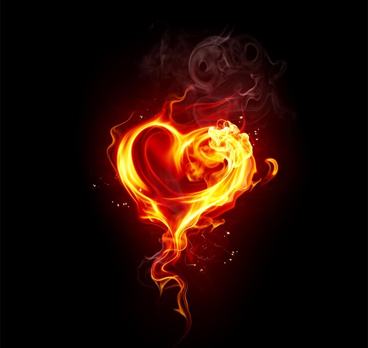 Vector corazones en el vector de fuego